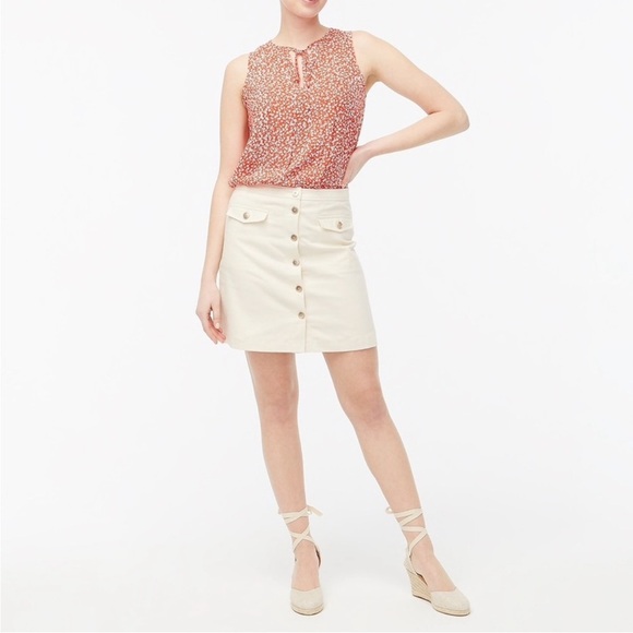 J. Crew Cream Ecru‎ Linen Blend Button-Through A-Line Skirt - Picture 1 of 9